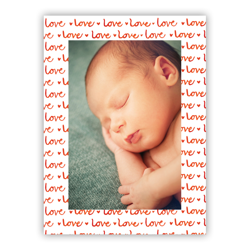 Love Red Vertical Photo Holiday Greeting Card