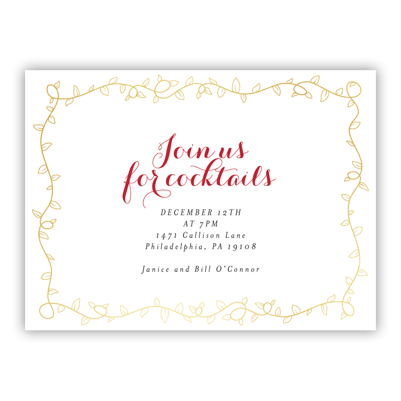 Gold Vine Holiday Party Invitations
