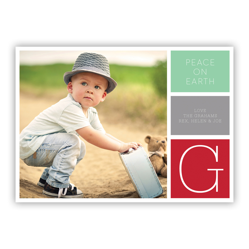 Peace on Earth Holiday Pop Red Photo Holiday Greeting Card