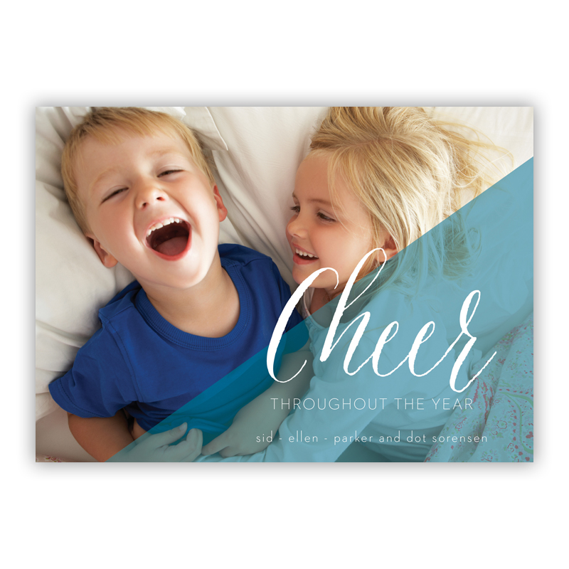 Cheer Throughout the Year Faded Aqua Photo Holiday Greeting Card