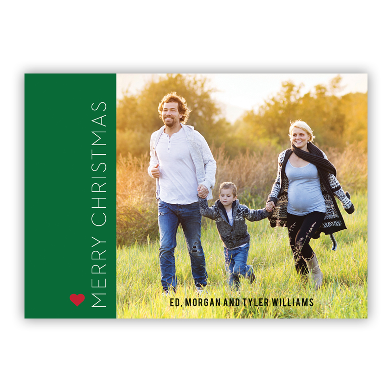 Merry Christmas Holiday Block Green Photo Holiday Greeting Card