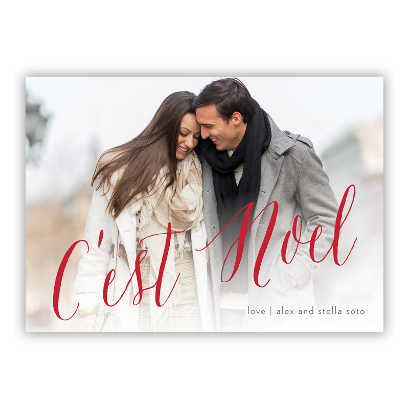 C'est Noel Red Photo Holiday Greeting Card