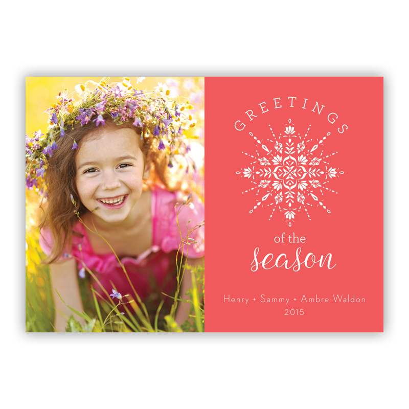 Greetings of the Season Folksy Rosy Photo Holiday Greeting Card