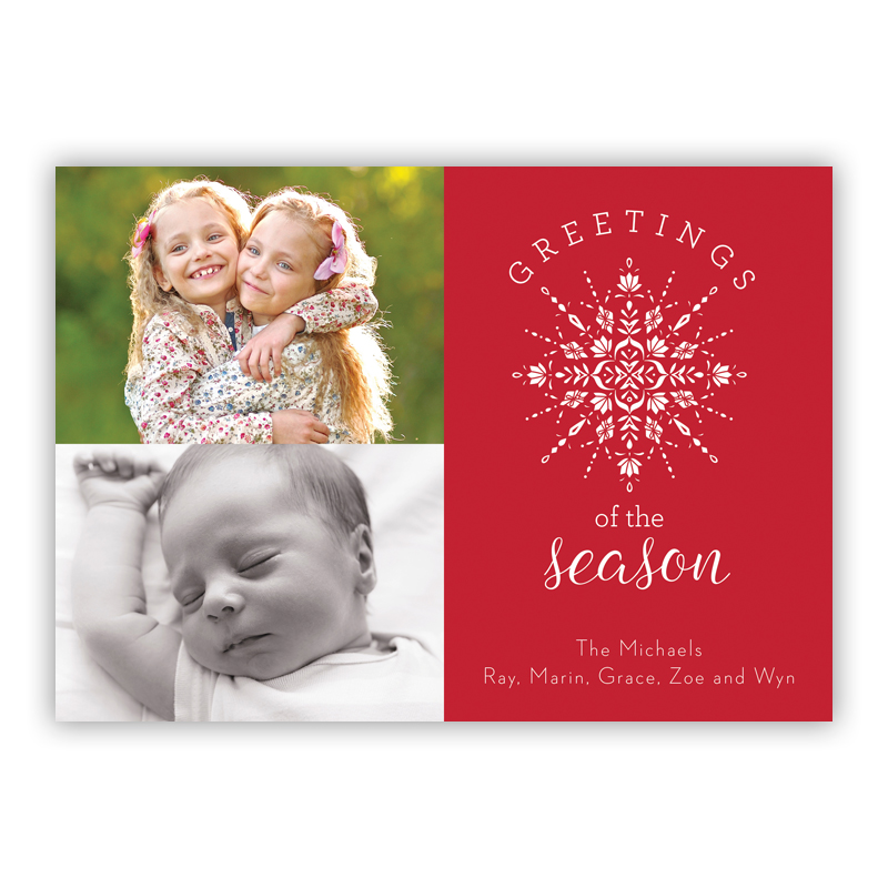 Greetings of the Season Folksy Red Photo Holiday Greeting Card