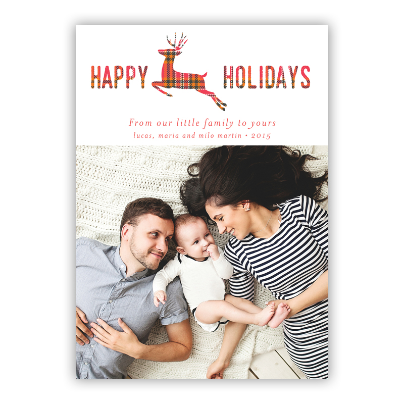 Happy Holidays Reindeer Jumper Pink Photo Holiday Greeting Card