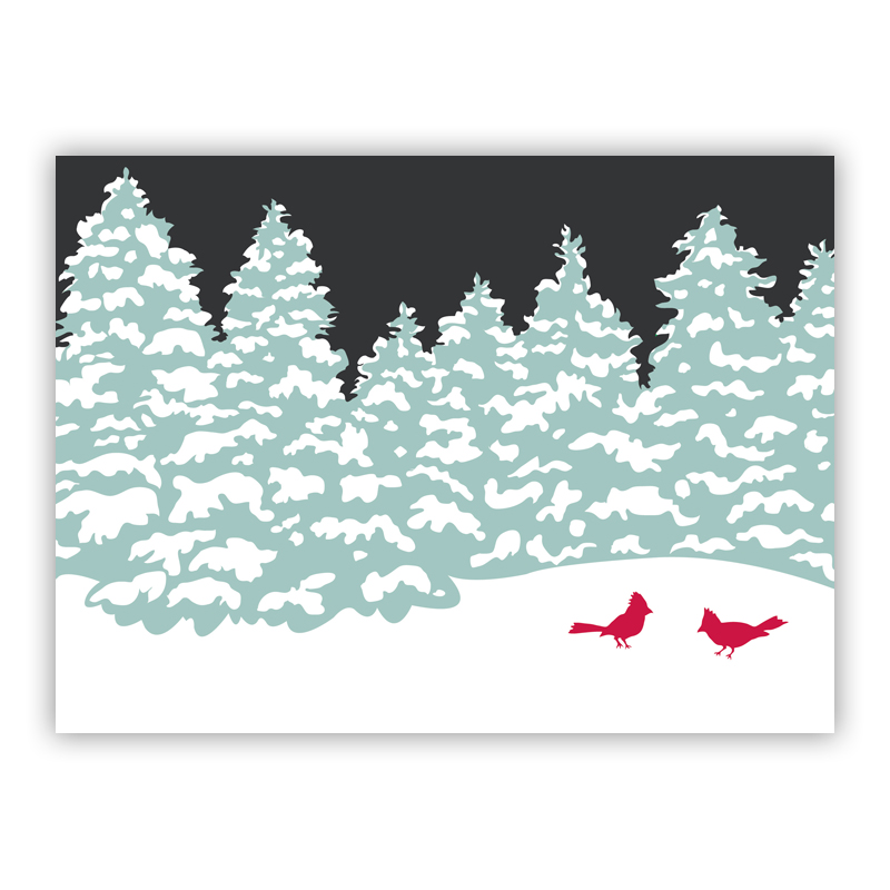 Two Red Birds Holiday Greeting Card