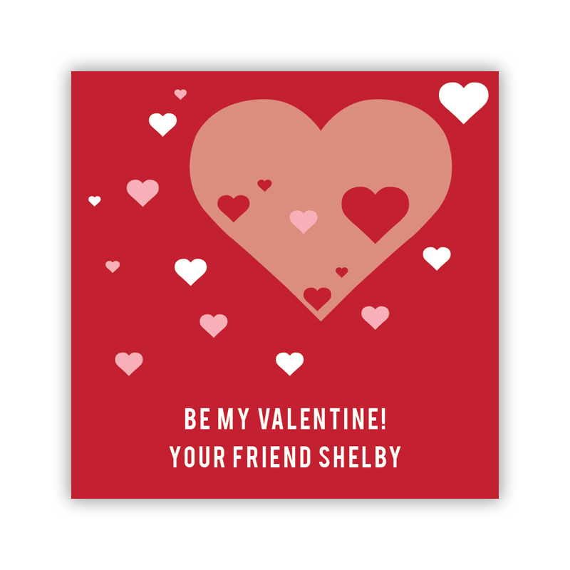 All Hearts Red Valentines Day Stickers, Personalized, qty 24