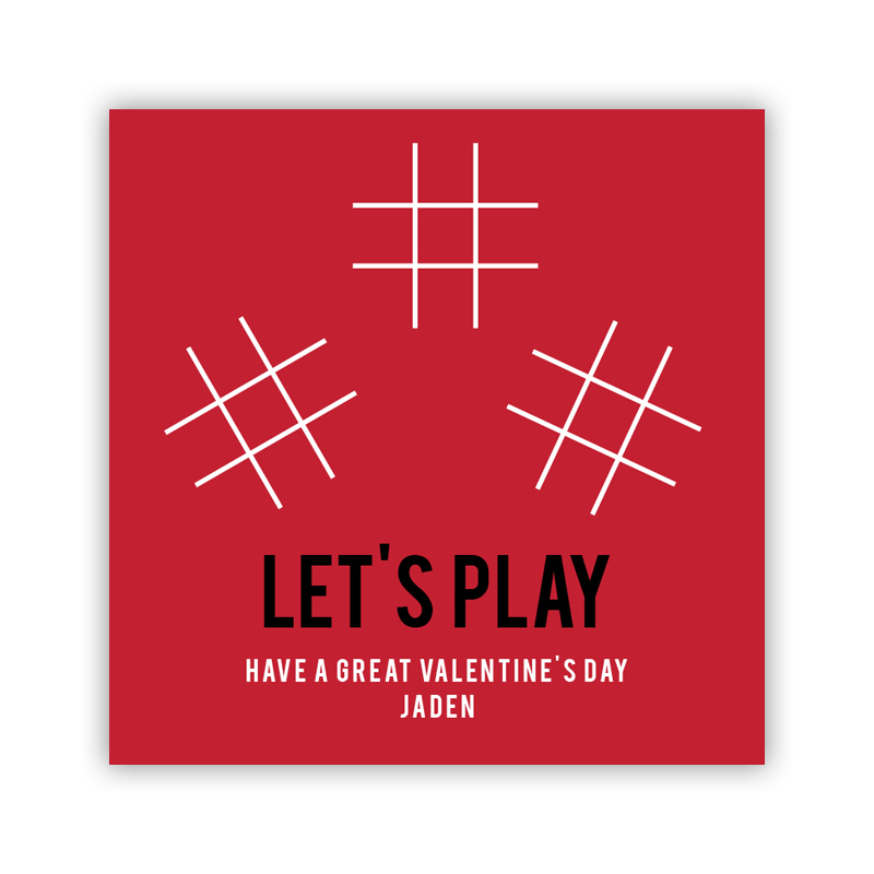 Tic Tac Red Valentines Day Stickers, Personalized, qty 24