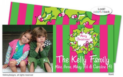 Rosie posie wreath invitations, announcements or holiday greeting cards, personalized with digitally printed photos by Dinky Designs