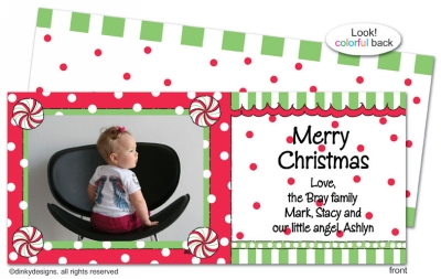 Christmas candy invitations, announcements or holiday greeting cards, personalized with digitally printed photos by Dinky Designs