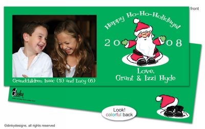 Ho-ho-holiday invitations, announcements or holiday greeting cards, personalized with digitally printed photos by Dinky Designs
