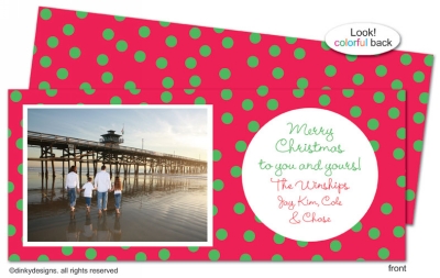 Holiday dots invitations, announcements or holiday greeting cards, personalized with digitally printed photos by Dinky Designs
