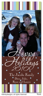 Cocoa sage dots invitations, announcements or holiday greeting cards, personalized with digitally printed photos by Dinky Designs