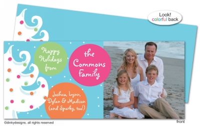 Blue - white Christmas invitations, announcements or holiday greeting cards, personalized with digitally printed photos by Dinky Designs