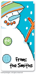Blue man snowman calling card stickers, gift tags or shipping labels, personalized by Dinky Designs