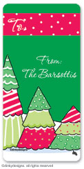 Christmas tree row calling card stickers, gift tags or shipping labels, personalized by Dinky Designs