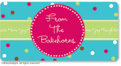 Blue cranberry polka dots calling card stickers, gift tags or shipping labels, personalized by Dinky Designs