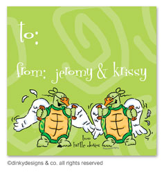 Two turtle doves gift tags or insert cards, personalized by Dinky Designs