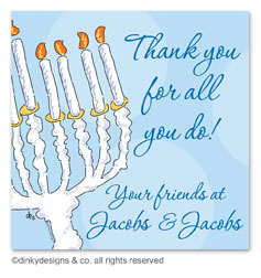 Menorah folded holiday greeting cards or notes, personalized by Dinky Designs