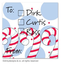 Dandy candy canes gift tags or insert cards, personalized by Dinky Designs