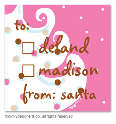 Pink - white Christmas gift tags or insert cards, personalized by Dinky Designs