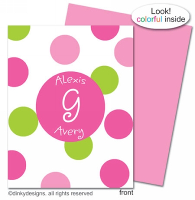 Preppy dots folded holiday greeting cards or notes, personalized by Dinky Designs
