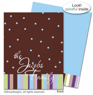 Cocoa sage dots folded holiday greeting cards or notes, personalized  by Dinky Designs