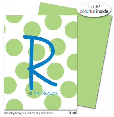 Lime holiday dots folded holiday greeting cards or notes, personalized by Dinky Designs