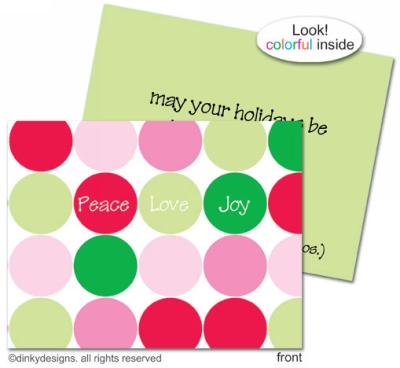 Polka dot holiday folded holiday greeting cards or notes, personalized by Dinky Designs