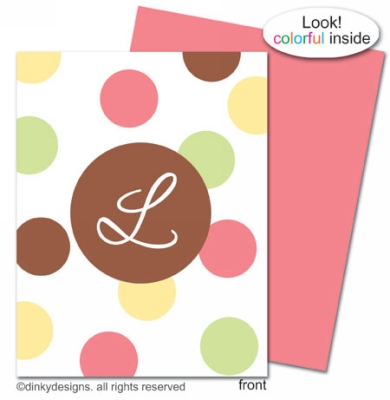 November polka dots folded holiday greeting cards or notes, personalized by Dinky Designs