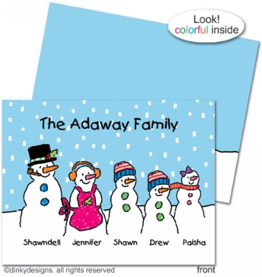 There's Snow Family like your Family folded holiday greeting cards or notes, personalized by Dinky Designs