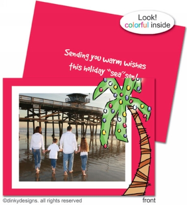 Holiday palm tree folded holiday greeting cards or notes, personalized with digitally printed photos  by Dinky Designs