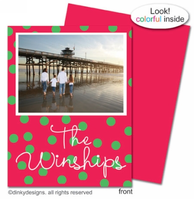 Holiday dots folded holiday greeting cards or notes, personalized with digitally printed photos  by Dinky Designs