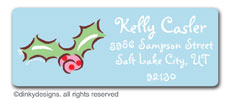 Polka dots holly return address labels, personalized by Dinky Designs