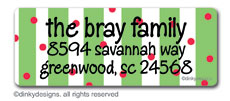 Christmas stripes return address labels, personalized  by Dinky Designs