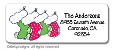 Stocking family Christmas return address labels, personalized  by Dinky Designs