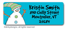 Blue man snowman return address labels, personalized by Dinky Designs