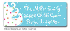 Blue - white Christmas return address labels, personalized by Dinky Designs