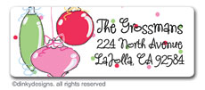 Jingle bulbs return address labels, personalized by Dinky Designs