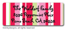 Peppermint pinstripes return address labels, personalized by Dinky Designs