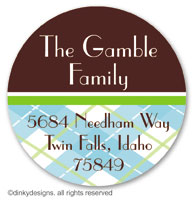 Chocolate argyle large round stickers or labels 2.5