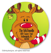 Bruce Reindeer large round stickers or labels 2.5