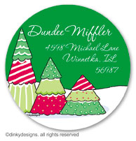 Christmas tree row large round stickers or labels 2.5