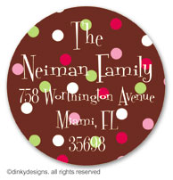 Pink berry holly large round stickers or labels 2.5