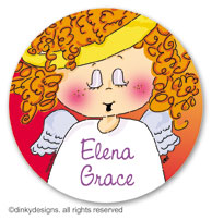 Addie Angel large round stickers or labels 2.5