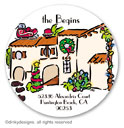 Mi casa Christmas small round stickersor labels 1.6'', personalized by Dinky Designs