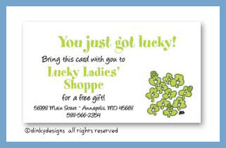 Dinky Designs Stationery Discounted - Smiling' shamrocks calling cards, personalized