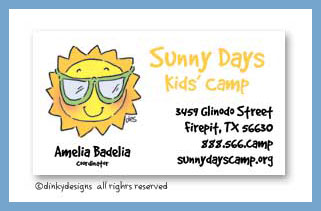 Dinky Designs Stationery Discounted - Beaming' summer sun calling cards, personalized