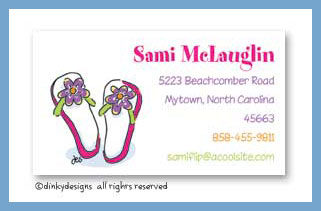 Dinky Designs Stationery Discounted - Flippin' flops calling cards, personalized