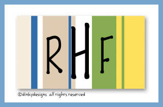 Dinky Designs Stationery Discounted - Khaki parade calling cards on pre-printed cardstock, personalized